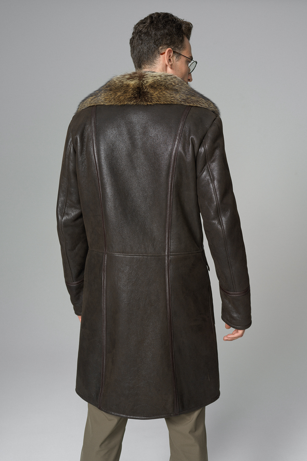 Shearling overcoat with raccoon fur 390 brown 2
