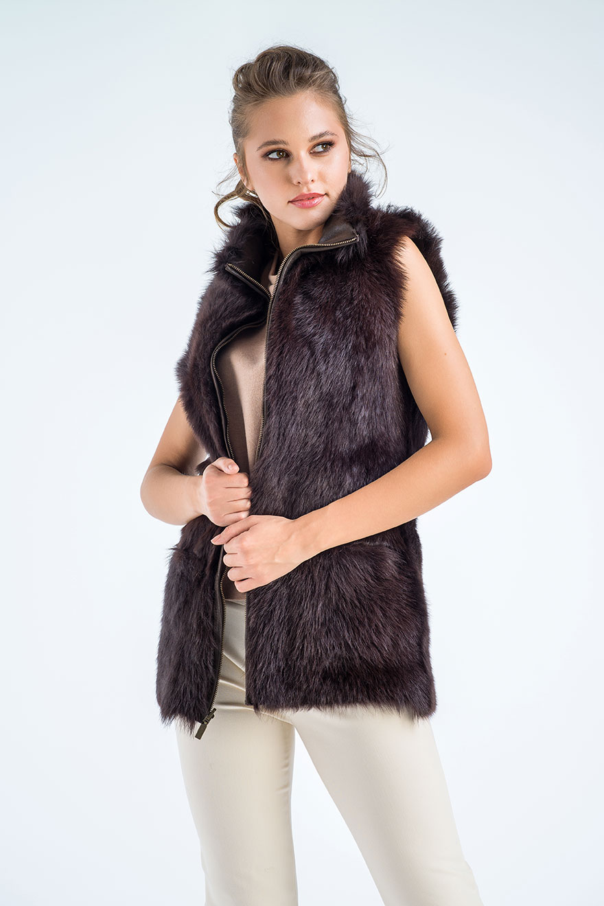 Sheepskin fur vest 468 brown 2