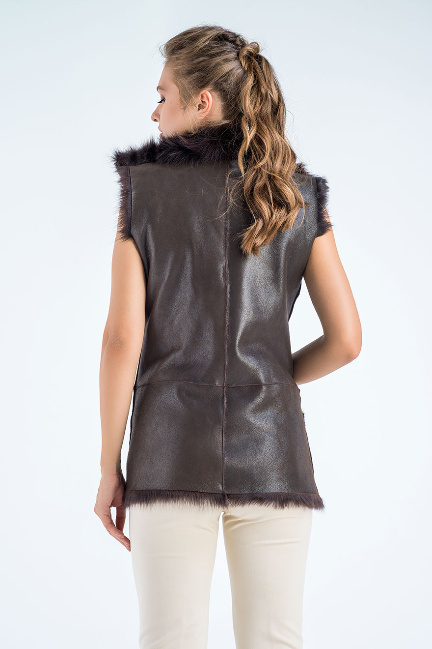 Sheepskin fur vest 468 brown 5 Sheepskin fur vest 468 brown 5