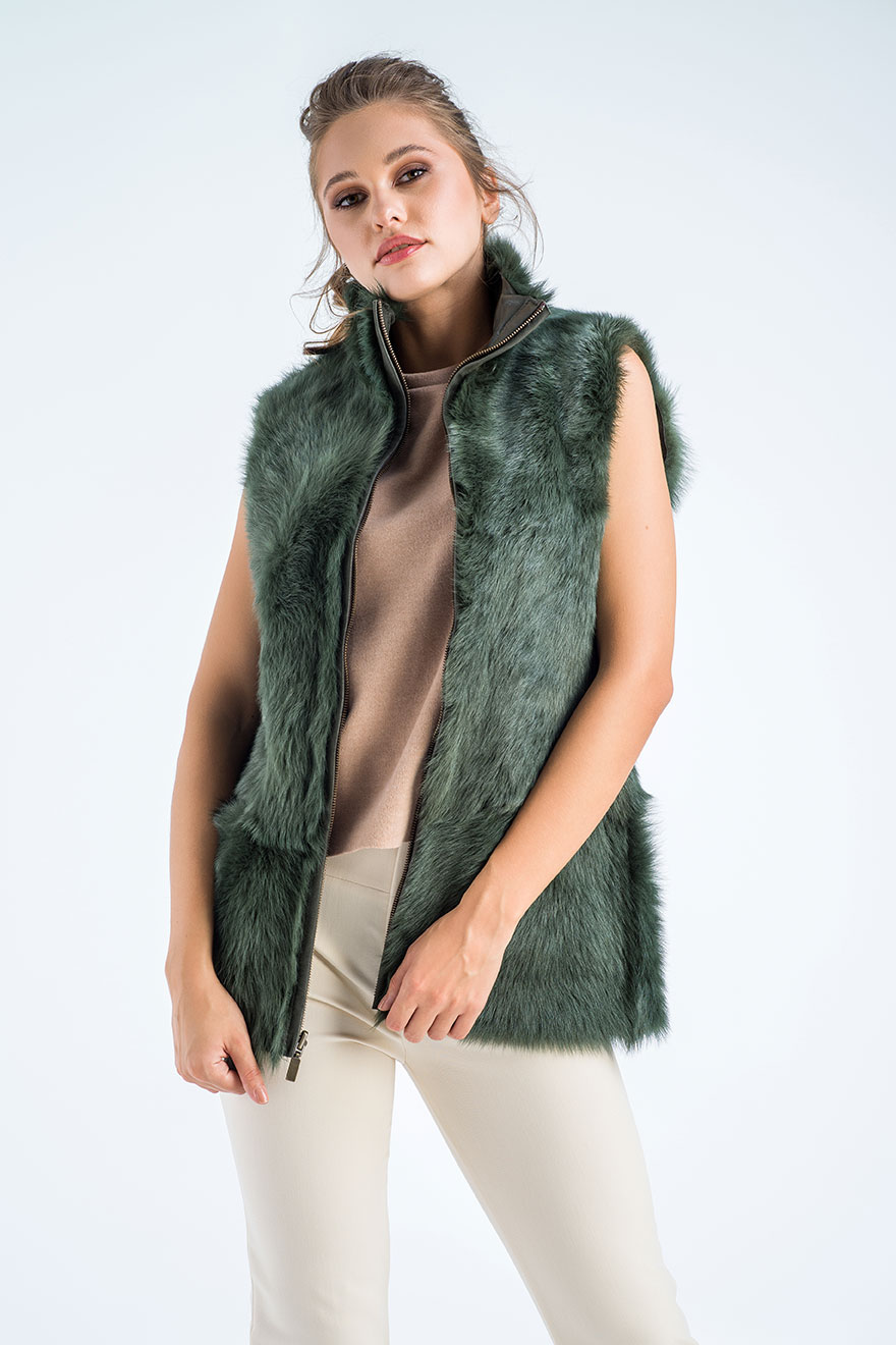 Sheepskin fur vest 468 olive 1 Sheepskin fur vest 468 olive 1
