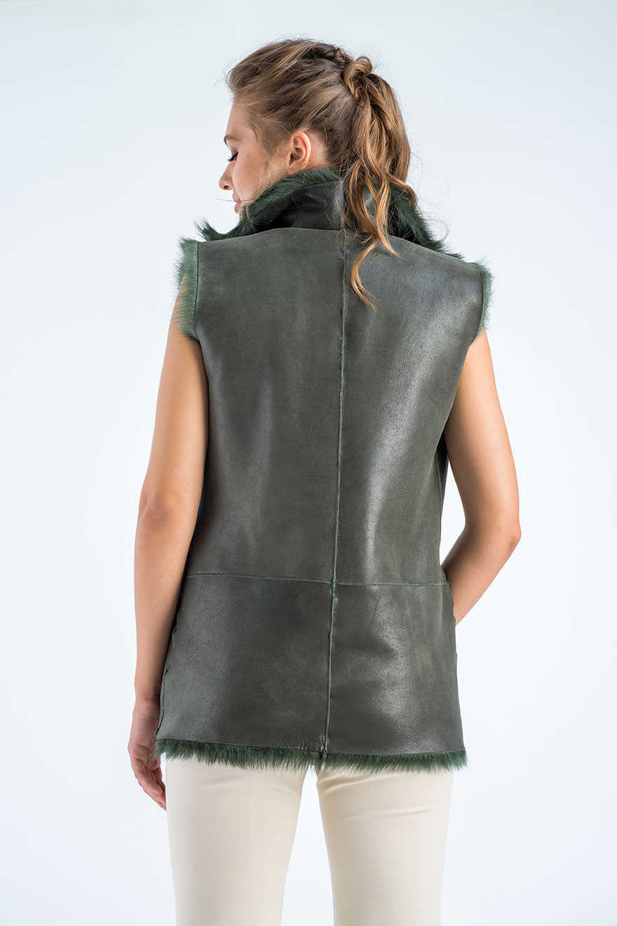 Sheepskin fur vest 468 olive 4 Sheepskin fur vest 468 olive 4