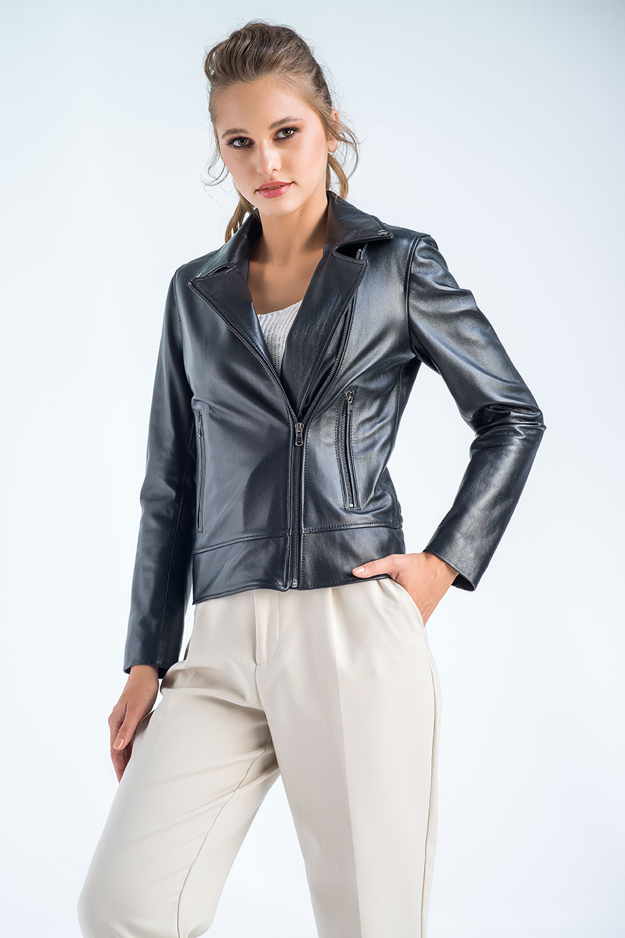 Sheepskin leather jacket 1021 black 1
