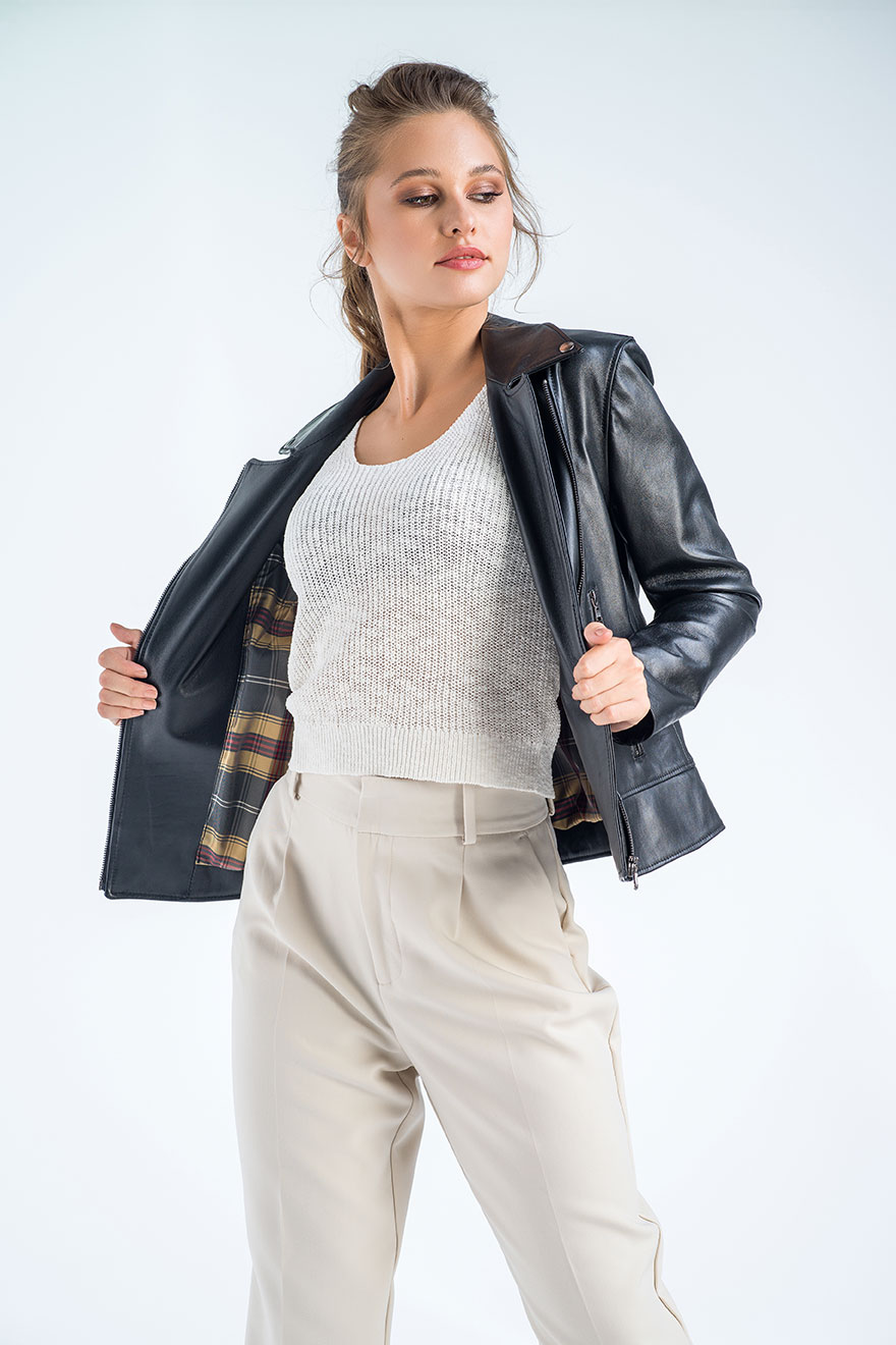 Sheepskin leather jacket 1021 black 3