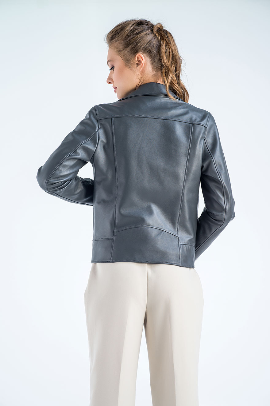 Sheepskin leather jacket 1021 grey 3