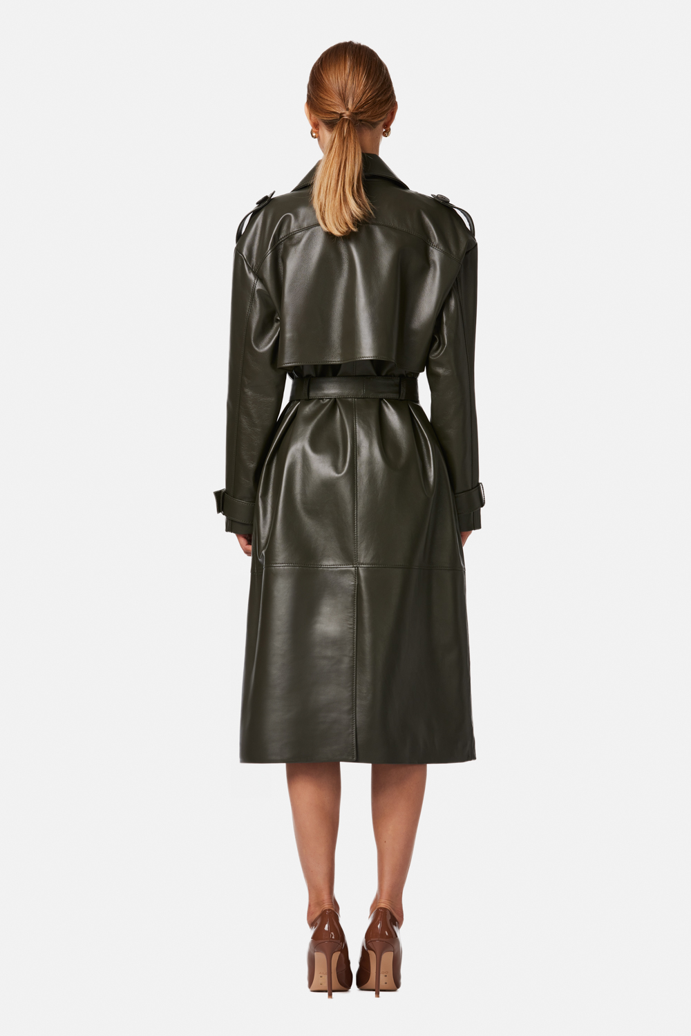 Long Leather Coat 1053 verde 2