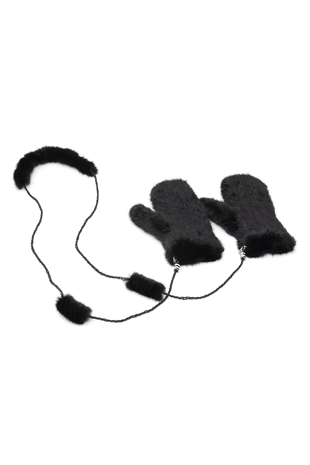 Mink Fur Mittens 717 black 2