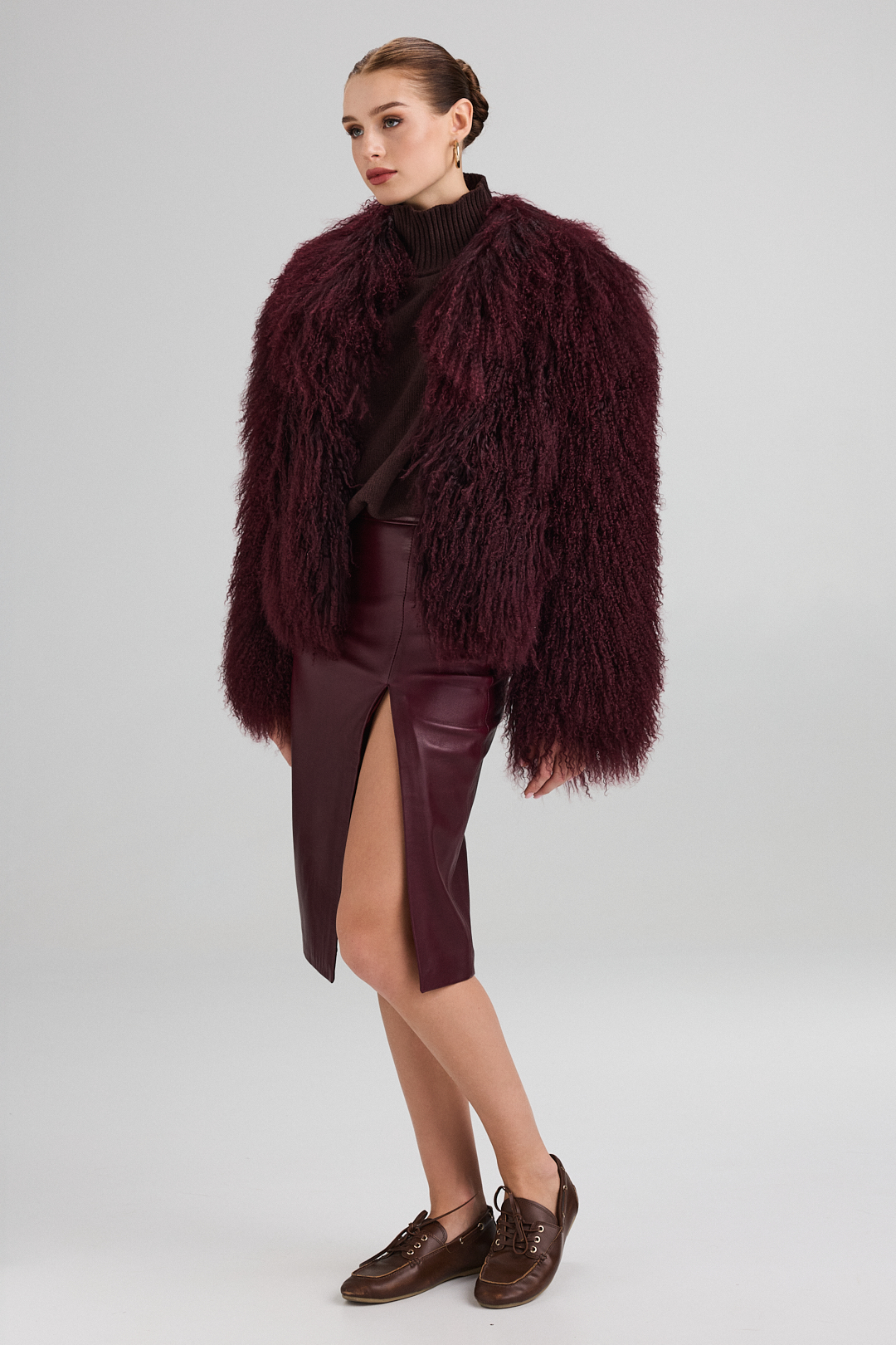 Mongolian Fur Jacket 2083 burgundy (6) Mongolian Fur Jacket 2083 burgundy (6)