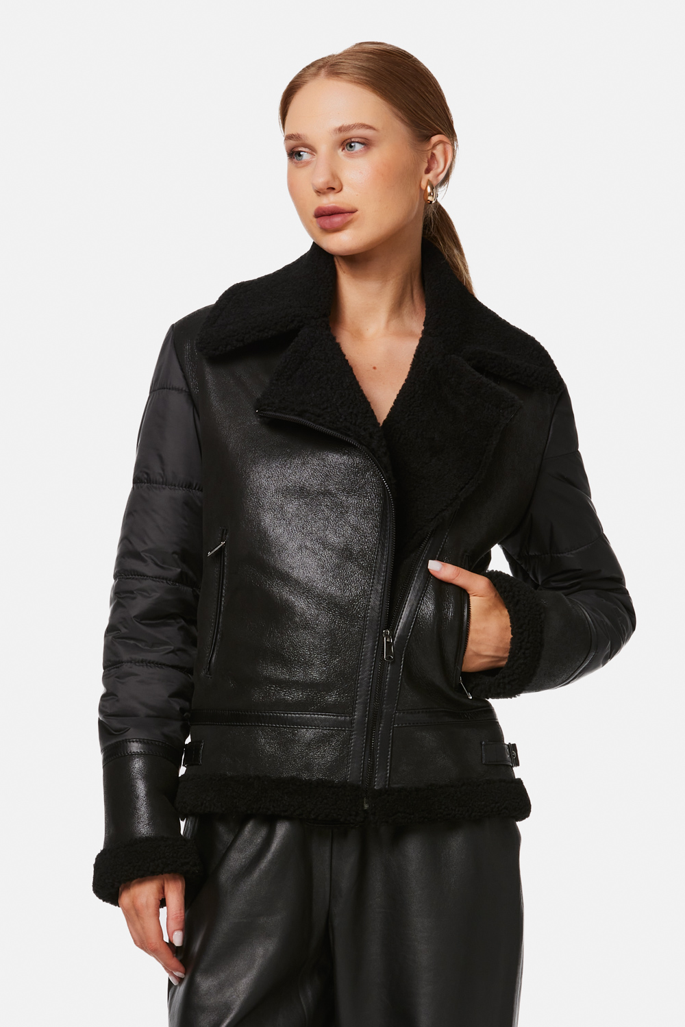 Shearling and Textile Jacket black 2089 1 Shearling and Textile Jacket black 2089 1