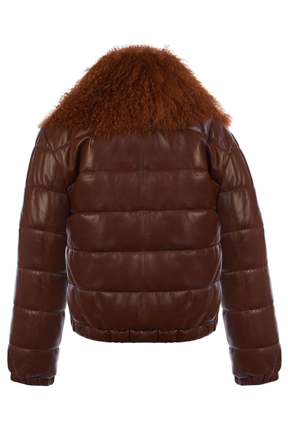 Leather Jacket with Detachable Mongolian Fur Collar 1056 cognac (2)