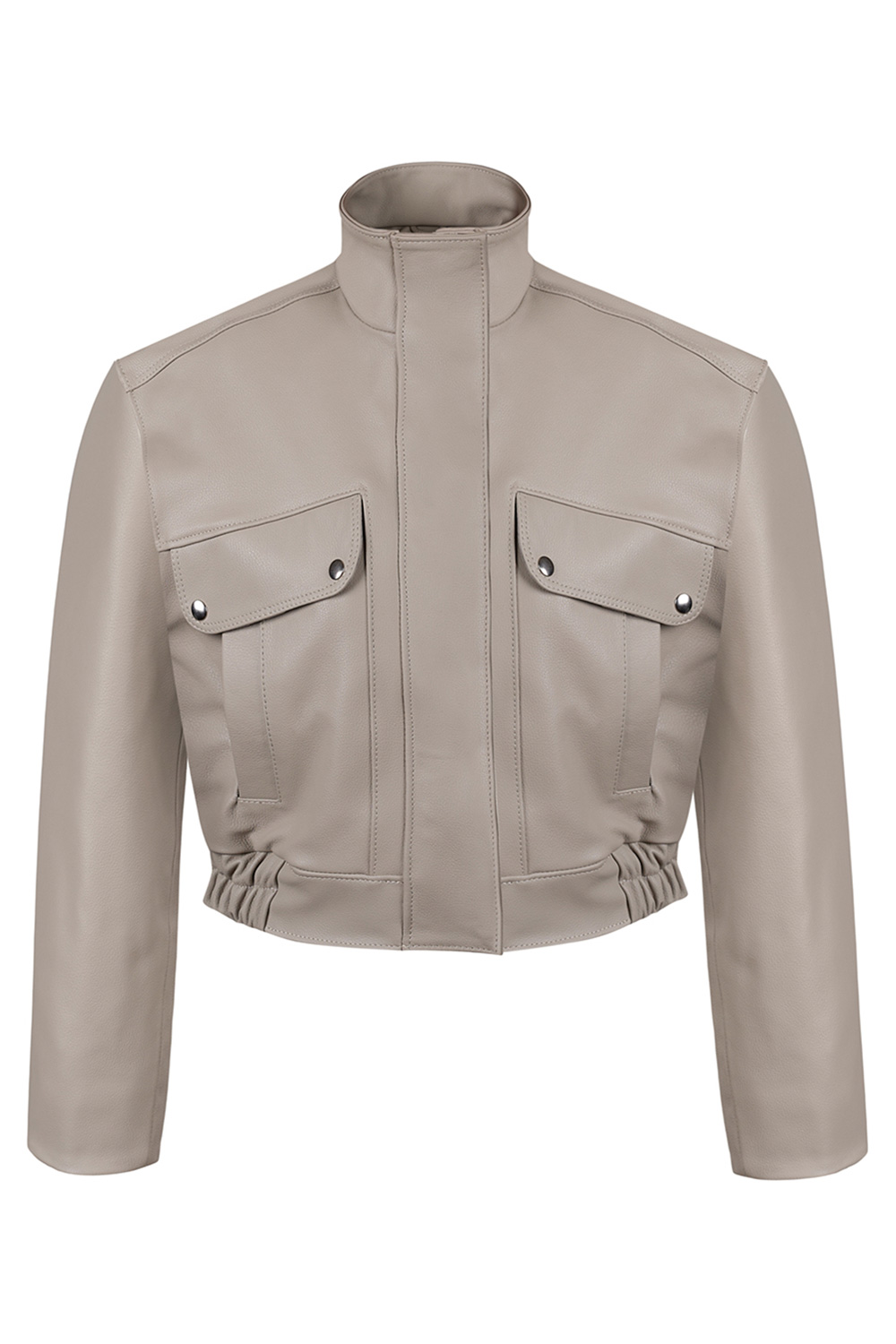 Short Genuine Leather Jacket 1057 taupe (1)