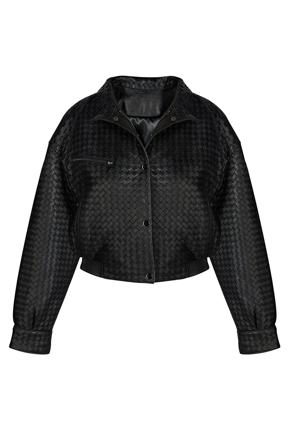 Braided genuine leather jacket 1061 black (1)