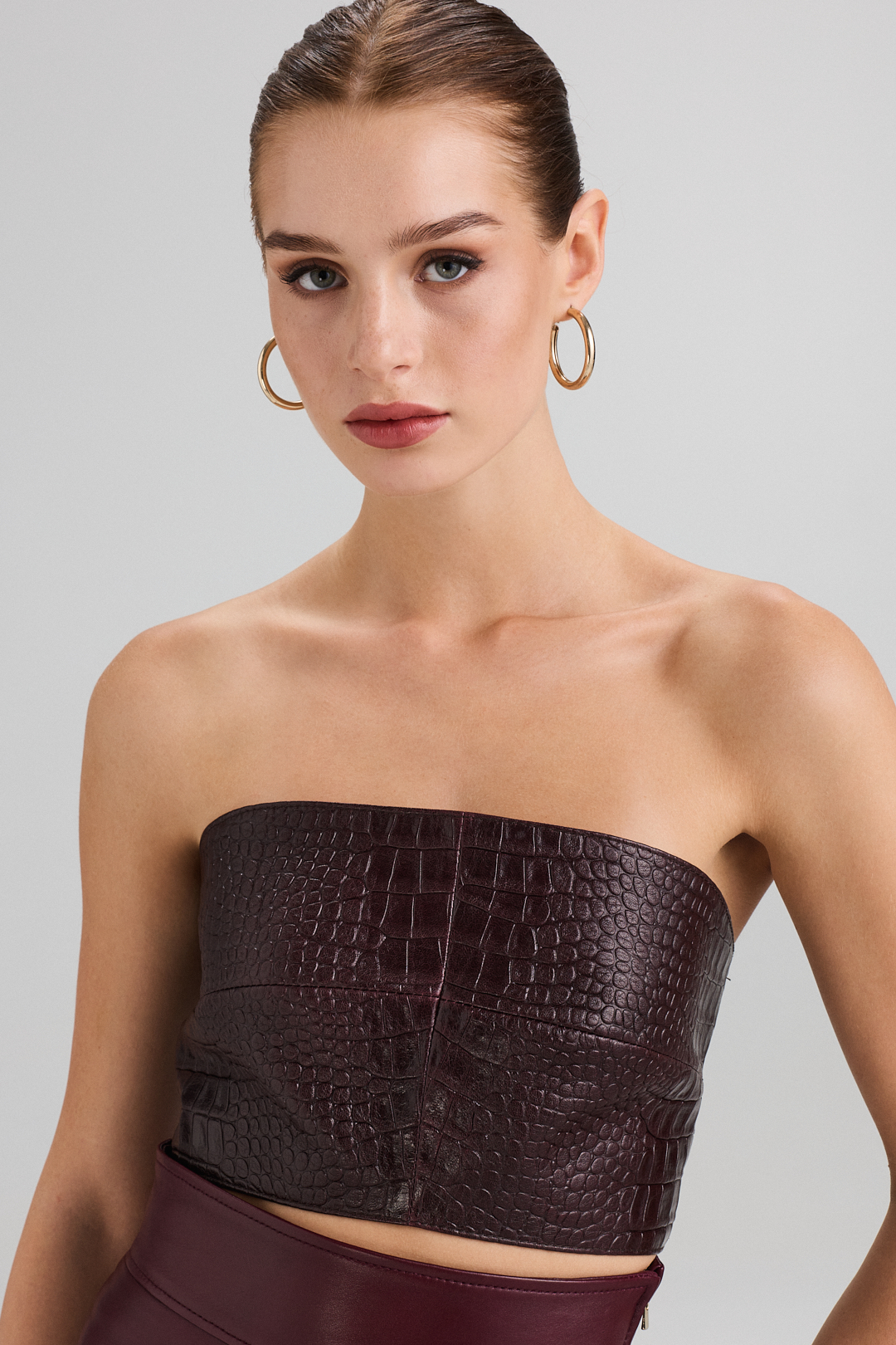 Natural Leather Bustier 662 burgundy (1)