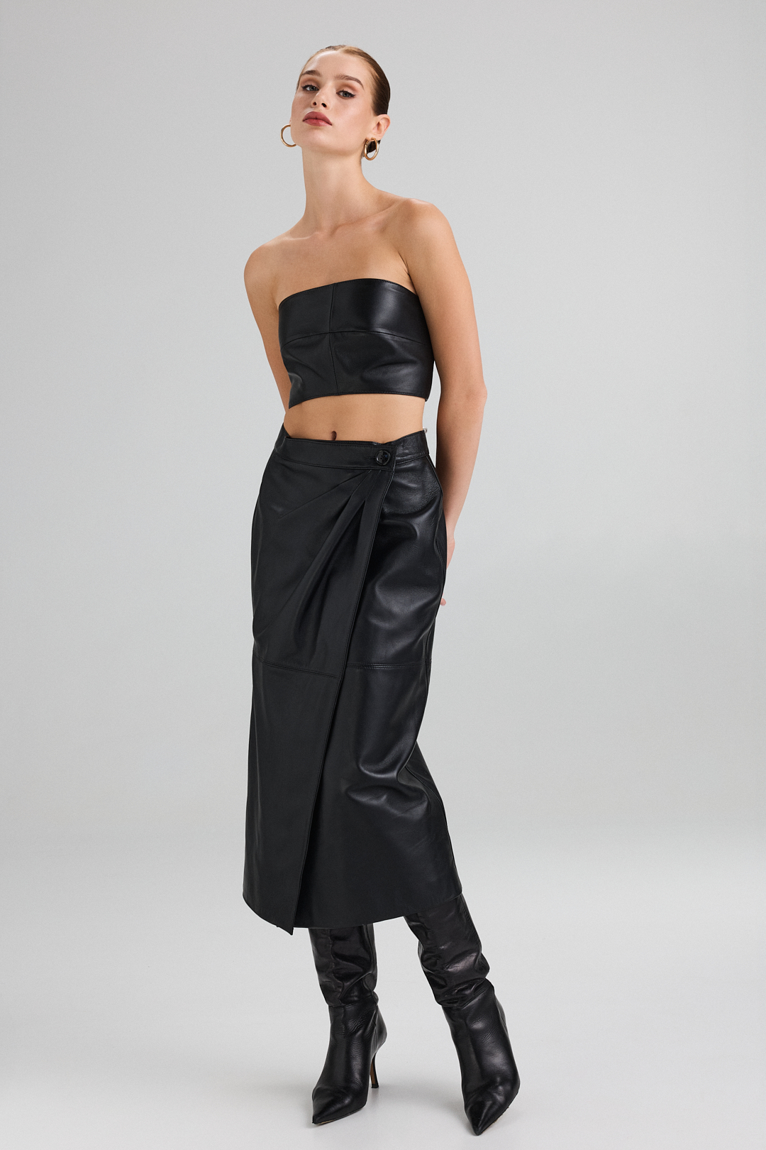 Natural Leather Skirt 659 brown (4)