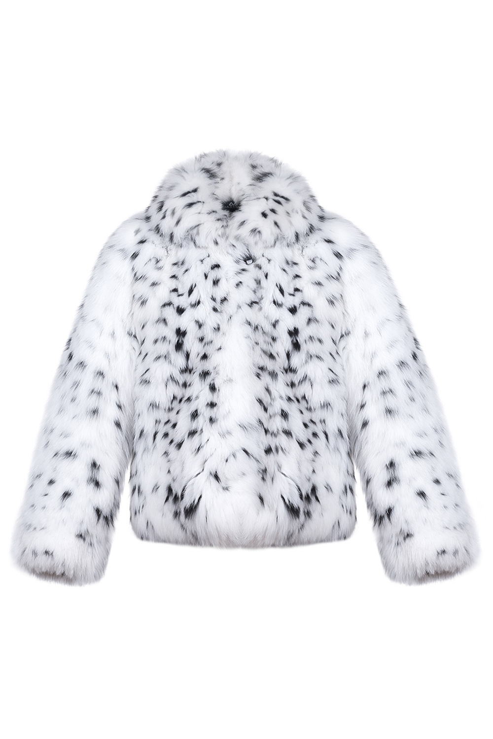 Polar Fox Fur Coat with Lynx Style Insertion 2102 V (1)