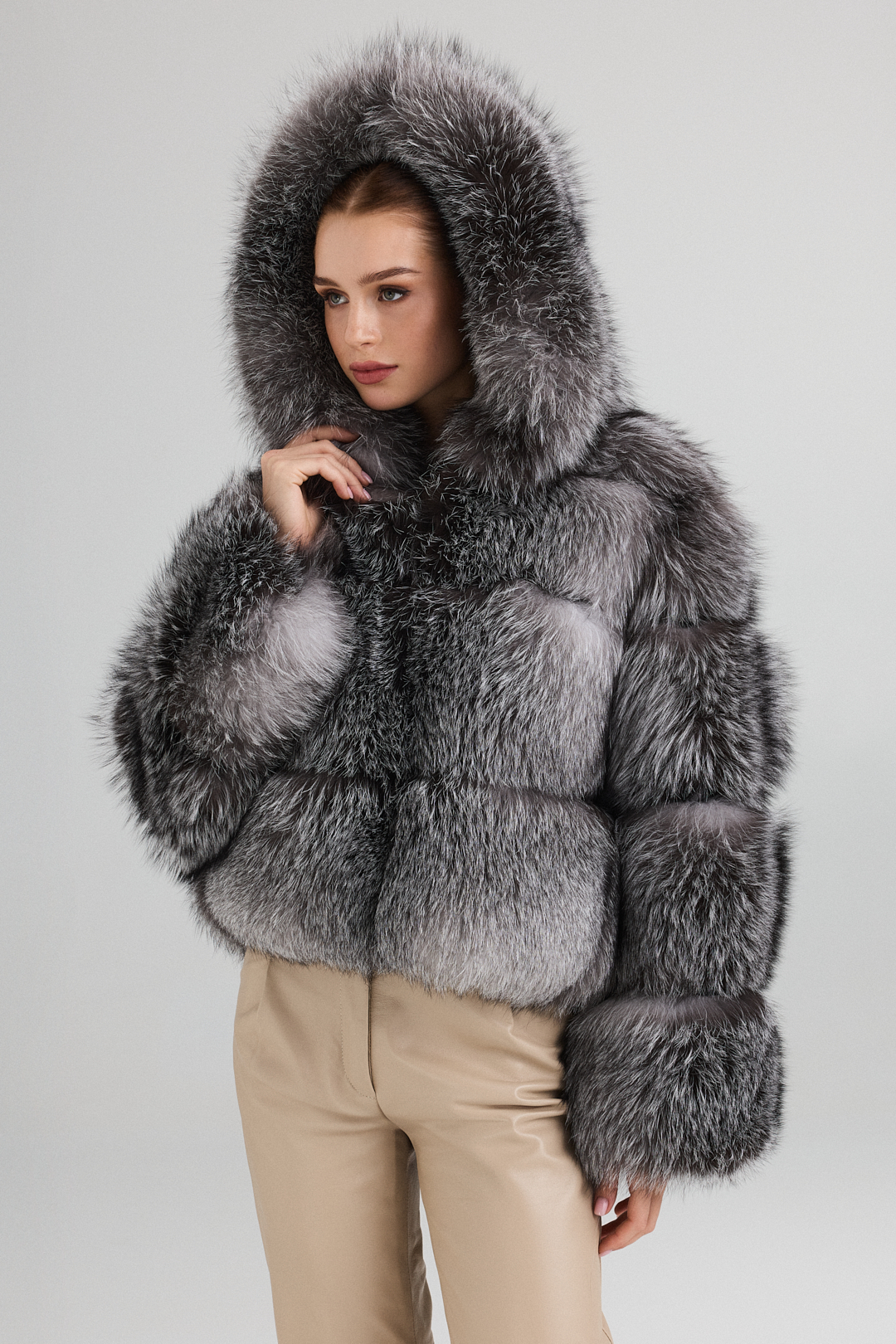 Polar Fox Fur Jacket 2103 silver (2) Polar Fox Fur Jacket 2103 silver (2)