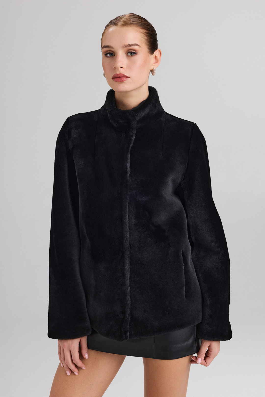Sheepskin Fur Coat 2107 black (4)