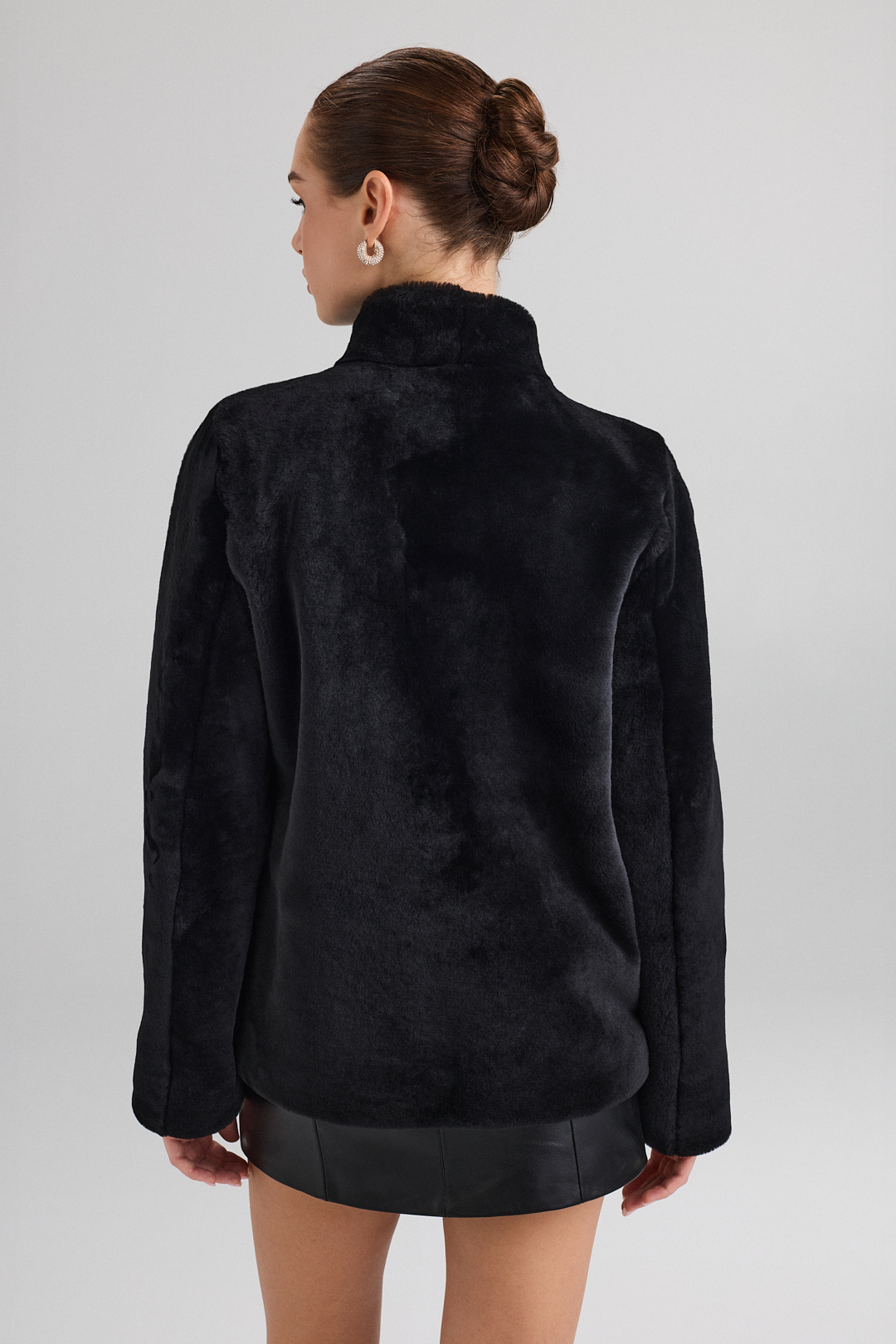 Sheepskin Fur Coat 2103 pink (5) Sheepskin Fur Coat 2107 black (5)