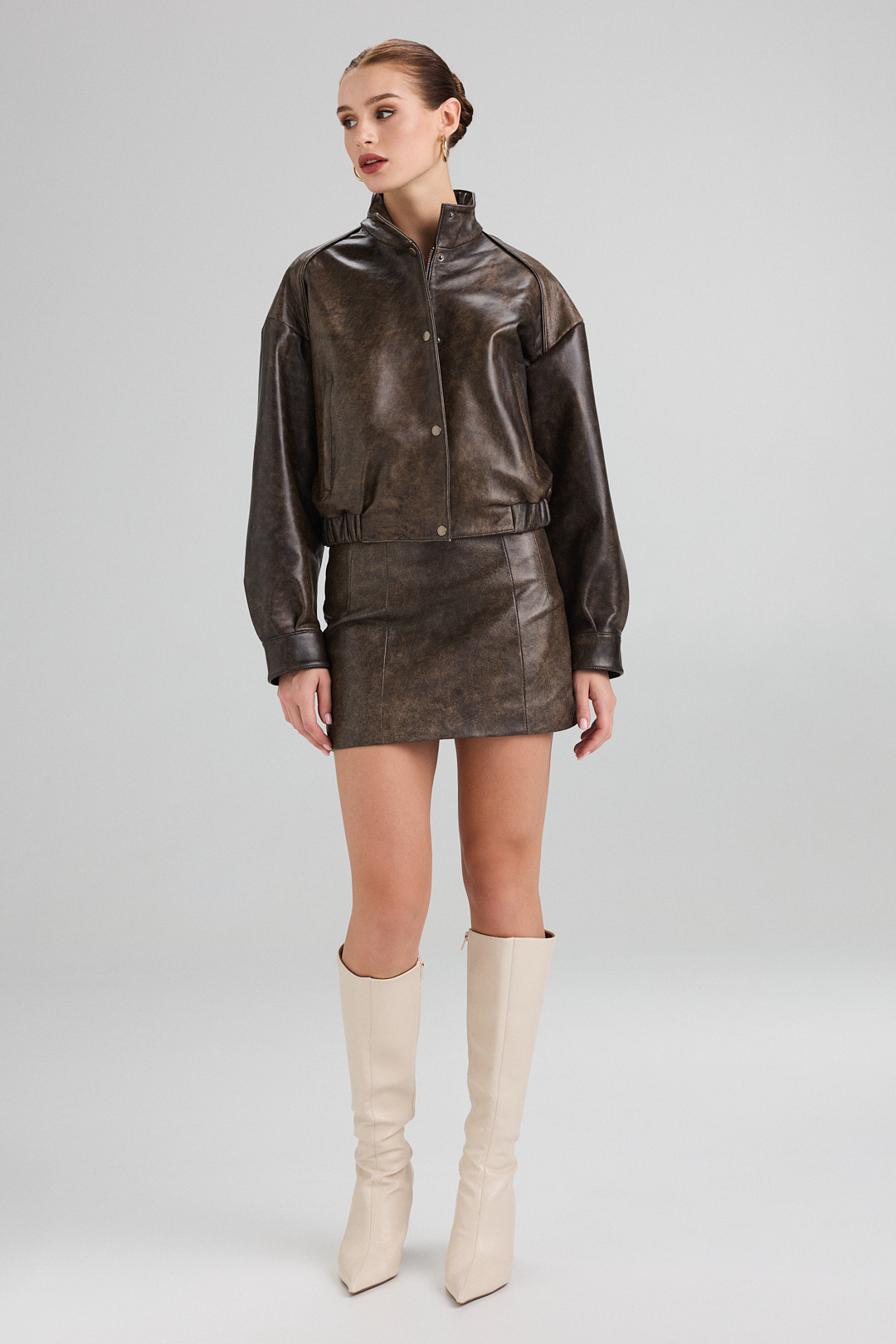Short Bomber Jacket 1065 vintage brown (2)