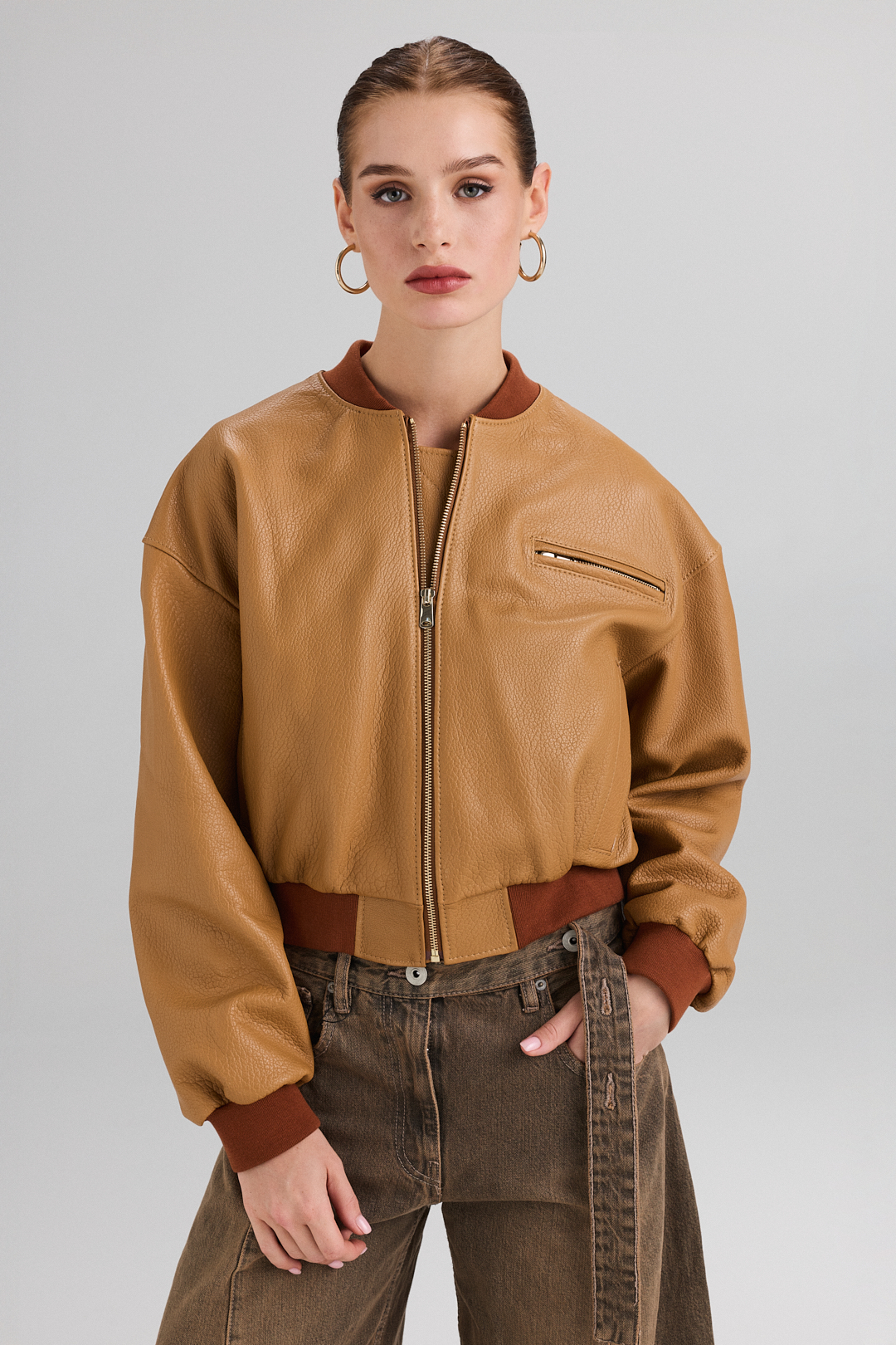 Short Lambskin Leather Jacket 1059 yellow (1)