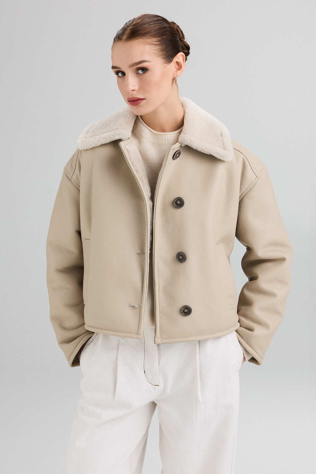 Short Shearling Jacket 2108 cream (1)