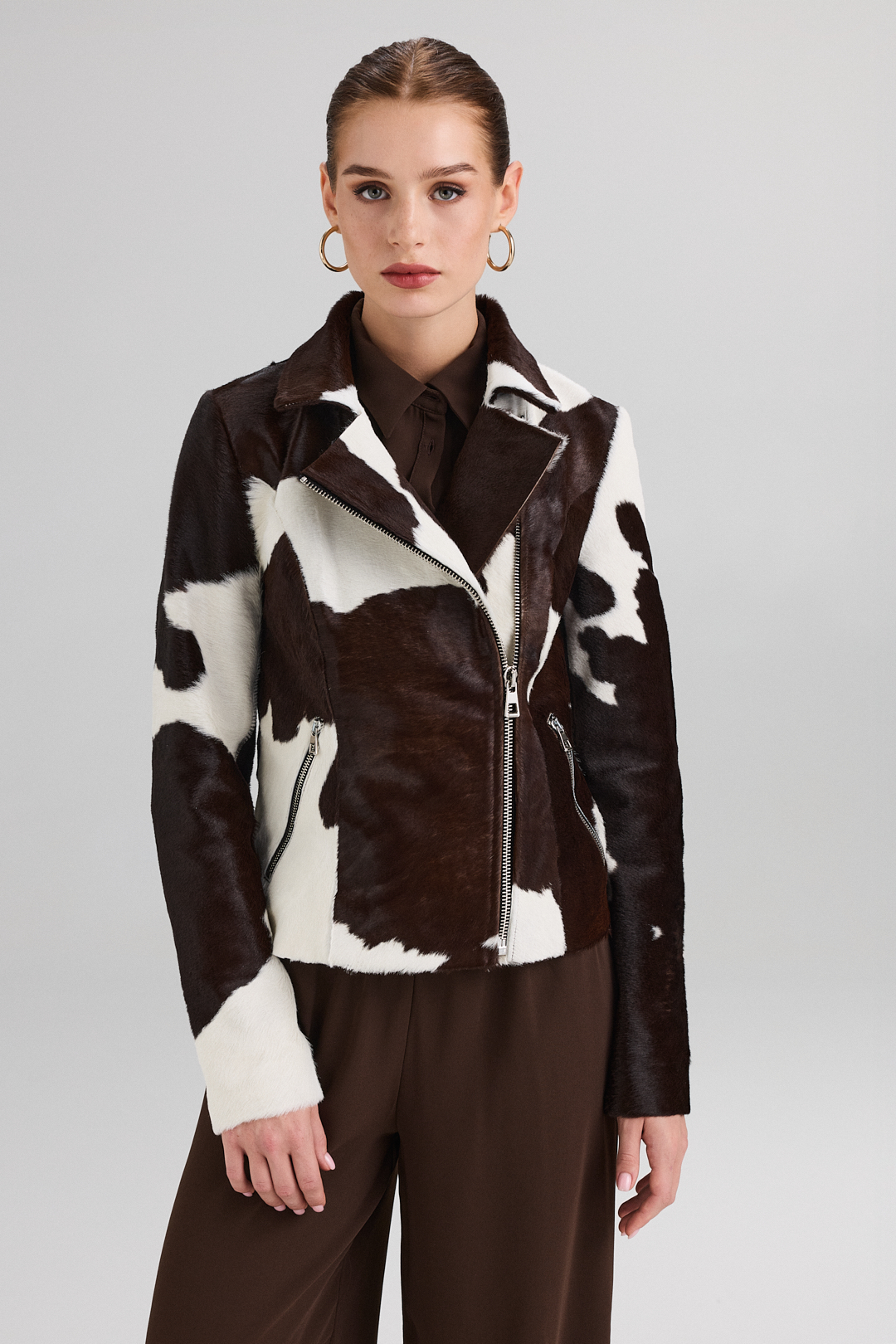 Short calf leather jacket, natural print 1066 (1)