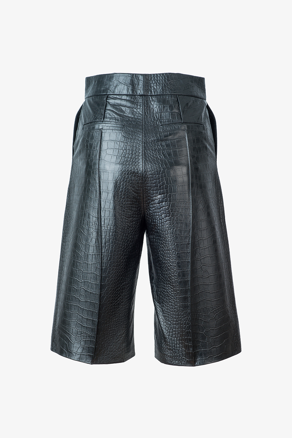 Croco Embossed Lamb Leather Shorts 666, back view Croco Embossed Lamb Leather Shorts 666, back view