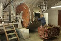 Loading skins into tanning drum